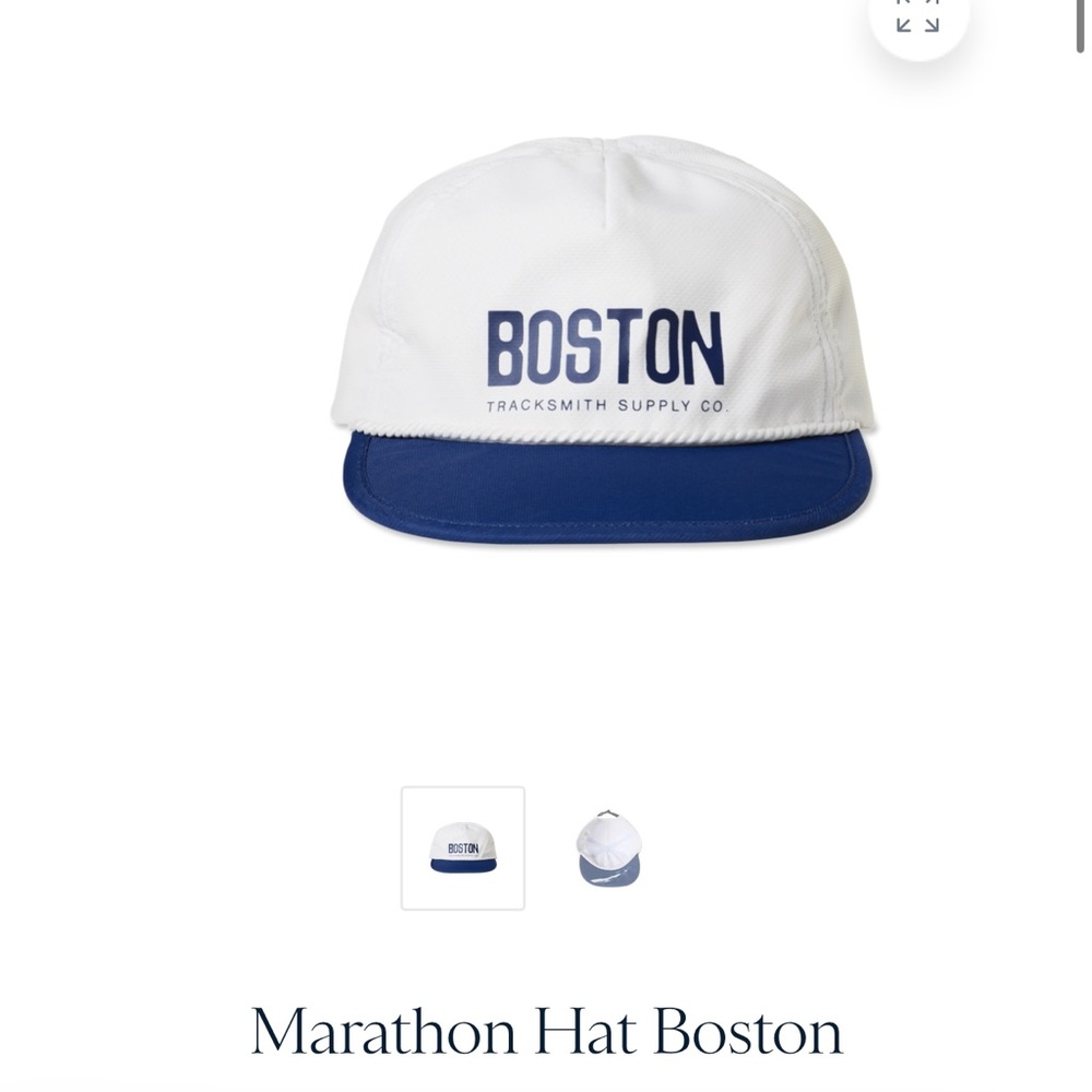 Tracksmith Boston Hat in White and Blue